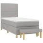 Box spring bed with light gray fabric mattress 100x200 cm by vidaXL, Beds and slatted bases - Ref: Foro24-3137053, Price: 363...