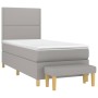 Cama box spring con colchón tela gris claro 100x200 cm de vidaXL, Camas y somieres - Ref: Foro24-3137053, Precio: 361,58 €, D...
