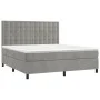 Box spring bed with mattress and LED light gray velvet 160x200 cm by vidaXL, Beds and slatted bases - Ref: Foro24-3136371, Pr...