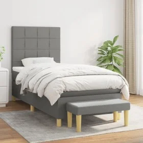 Box spring bed with dark gray fabric mattress 90x190 cm by vidaXL, Beds and slatted bases - Ref: Foro24-3137118, Price: 334,4...