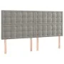 Box spring bed with mattress and LED light gray velvet 160x200 cm by vidaXL, Beds and slatted bases - Ref: Foro24-3136371, Pr...