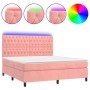 Boxspringbett mit Matratze und LED-Rosa-Samt 180x200 cm von vidaXL, Betten und Lattenroste - Ref: Foro24-3136322, Preis: 586,...