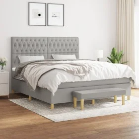 Box spring bed with light gray fabric mattress 180x200 cm by vidaXL, Beds and slatted bases - Ref: Foro24-3137413, Price: 676...