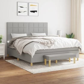 Box spring bed with light gray fabric mattress 180x200 cm by vidaXL, Beds and slatted bases - Ref: Foro24-3137173, Price: 663...