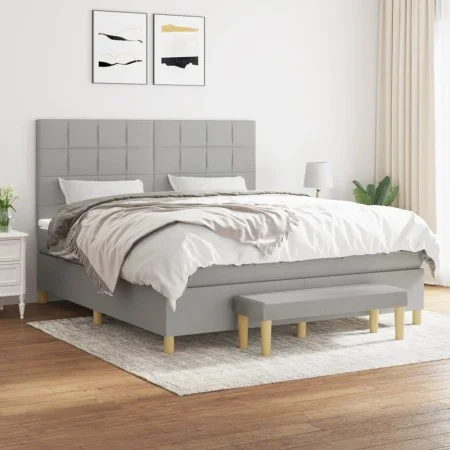 Box spring bed with light gray fabric mattress 180x200 cm by vidaXL, Beds and slatted bases - Ref: Foro24-3137173, Price: 705...
