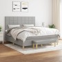 Cama box spring con colchón tela gris claro 180x200 cm