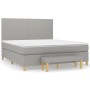 Cama box spring con colchón tela gris claro 160x200 cm