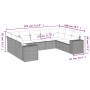 Set muebles jardín 9 pzas y cojines ratán sintético gris claro