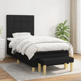Box spring bed with black fabric mattress 90x200 cm by vidaXL, Beds and slatted bases - Ref: Foro24-3137127, Price: 324,85 €,...