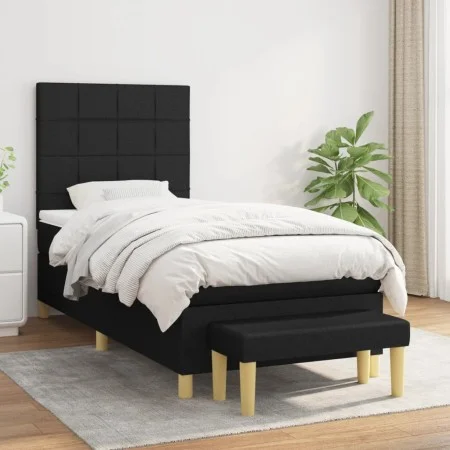Boxspringbett mit schwarzer Stoffmatratze 90x200 cm von vidaXL, Betten und Lattenroste - Ref: Foro24-3137127, Preis: 335,19 €...