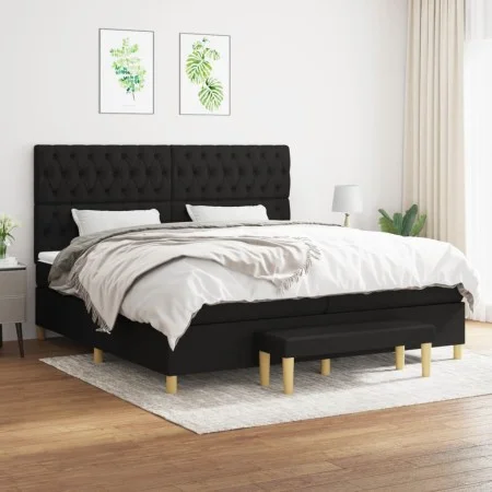 Box spring bed with black fabric mattress 200x200 cm by vidaXL, Beds and slatted bases - Ref: Foro24-3137423, Price: 761,25 €...