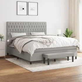 Box spring bed with light gray fabric mattress 180x200 cm by vidaXL, Beds and slatted bases - Ref: Foro24-3136853, Price: 619...