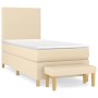 Box spring bed with cream fabric mattress 100x200 cm by vidaXL, Beds and slatted bases - Ref: Foro24-3136978, Price: 377,54 €...