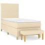 Box spring bed with cream fabric mattress 100x200 cm by vidaXL, Beds and slatted bases - Ref: Foro24-3136978, Price: 372,87 €...