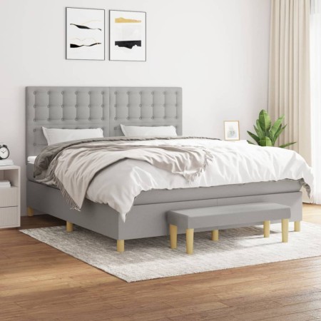 Boxspringbett mit hellgrauer Stoffmatratze 180x200 cm von vidaXL, Betten und Lattenroste - Ref: Foro24-3137493, Preis: 657,79...