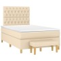 Box spring bed with cream fabric mattress 120x200 cm by vidaXL, Beds and slatted bases - Ref: Foro24-3137386, Price: 473,22 €...
