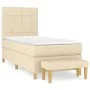Box spring bed with cream fabric mattress 100x200 cm by vidaXL, Beds and slatted bases - Ref: Foro24-3137138, Price: 361,19 €...