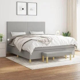 Box spring bed with light gray fabric mattress 180x200 cm by vidaXL, Beds and slatted bases - Ref: Foro24-3137013, Price: 674...