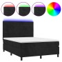 Cama box spring colchón y LED terciopelo negro 140x200 cm de vidaXL, Camas y somieres - Ref: Foro24-3136187, Precio: 456,16 €...