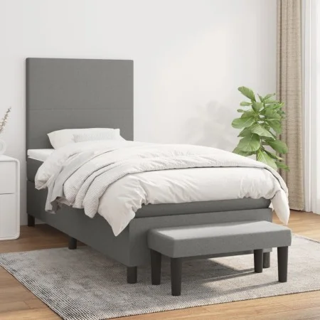 Box spring bed with dark gray fabric mattress 80x200 cm by vidaXL, Beds and slatted bases - Ref: Foro24-3136390, Price: 372,2...
