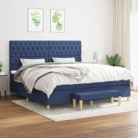 Box spring bed with blue fabric mattress 200x200 cm by vidaXL, Beds and slatted bases - Ref: Foro24-3137427, Price: 759,63 €,...