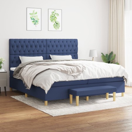 Cama box spring con colchón tela azul 200x200 cm de vidaXL, Camas y somieres - Ref: Foro24-3137427, Precio: 775,66 €, Descuen...