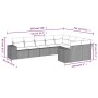 Set muebles jardín 9 pzas y cojines ratán sintético gris claro