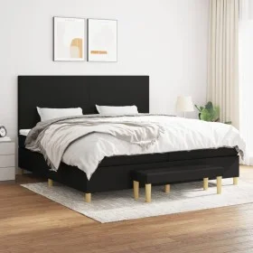 Box spring bed with black fabric mattress 200x200 cm by vidaXL, Beds and slatted bases - Ref: Foro24-3137023, Price: 725,40 €...