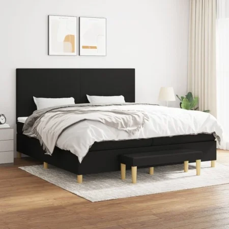 Box spring bed with black fabric mattress 200x200 cm by vidaXL, Beds and slatted bases - Ref: Foro24-3137023, Price: 725,40 €...