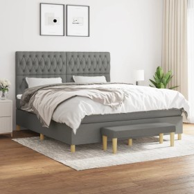 Cama box spring con colchón tela gris oscuro 180x200 cm de vidaXL, Camas y somieres - Ref: Foro24-3137414, Precio: 680,60 €, ...