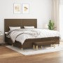 Cama box spring con colchón tela marrón oscuro 200x200 cm de vidaXL, Camas y somieres - Ref: Foro24-3137104, Precio: 709,34 €...
