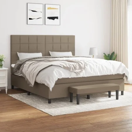 Box spring bed with taupe gray fabric mattress 160x200 cm by vidaXL, Beds and slatted bases - Ref: Foro24-3136609, Price: 629...