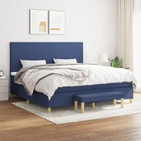 Box spring bed with blue fabric mattress 200x200 cm by vidaXL, Beds and slatted bases - Ref: Foro24-3137027, Price: 725,21 €,...
