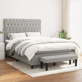 Box spring bed with light gray fabric mattress 140x190 cm by vidaXL, Beds and slatted bases - Ref: Foro24-3136829, Price: 547...
