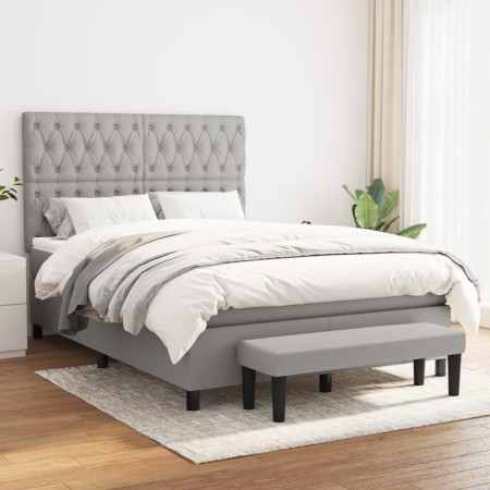 Boxspringbett mit hellgrauer Stoffmatratze 140x190 cm von vidaXL, Betten und Lattenroste - Ref: Foro24-3136829, Preis: 545,55...