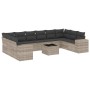 Set de sofás de jardín 11 pzas y cojines ratán sintético gris