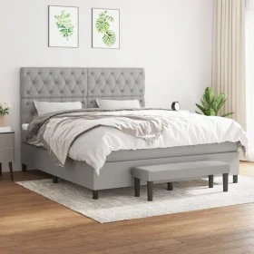 Box spring bed with light gray fabric mattress 160x200 cm by vidaXL, Beds and slatted bases - Ref: Foro24-3136845, Price: 606...
