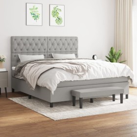 Boxspringbett mit hellgrauer Stoffmatratze 160x200 cm von vidaXL, Betten und Lattenroste - Ref: Foro24-3136845, Preis: 626,25...