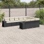 Set de sofás de jardín 10 pzas cojines ratán sintético negro