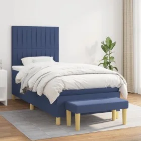 Box spring bed with blue fabric mattress 90x200 cm by vidaXL, Beds and slatted bases - Ref: Foro24-3137291, Price: 374,92 €, ...