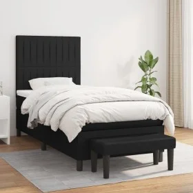 Box spring bed with black fabric mattress 90x200 cm by vidaXL, Beds and slatted bases - Ref: Foro24-3136727, Price: 366,62 €,...