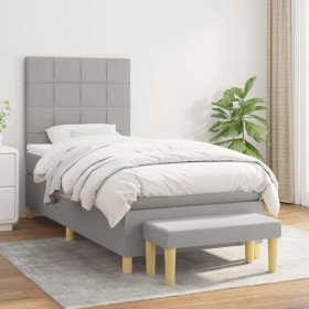 Box spring bed with light gray fabric mattress 100x200 cm by vidaXL, Beds and slatted bases - Ref: Foro24-3137133, Price: 372...