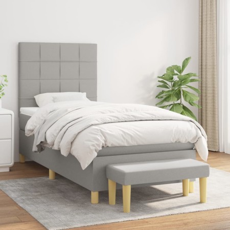 Boxspringbett mit hellgrauer Stoffmatratze 100x200 cm von vidaXL, Betten und Lattenroste - Ref: Foro24-3137133, Preis: 373,13...