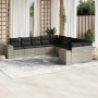 Set sofás jardín 10 pzas con cojines ratán sintético gris claro