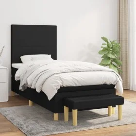 Box spring bed with black fabric mattress 90x190 cm by vidaXL, Beds and slatted bases - Ref: Foro24-3136959, Price: 318,10 €,...