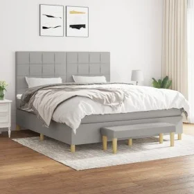 Box spring bed with light gray fabric mattress 160x200 cm by vidaXL, Beds and slatted bases - Ref: Foro24-3137165, Price: 589...
