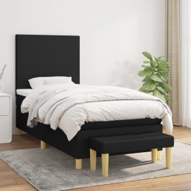 Box spring bed with black fabric mattress 100x200 cm by vidaXL, Beds and slatted bases - Ref: Foro24-3136975, Price: 359,78 €...