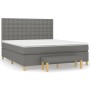 Cama box spring con colchón tela gris oscuro 180x200 cm