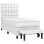 Box spring bed with white synthetic leather mattress 90x190 cm by vidaXL, Beds and slatted bases - Ref: Foro24-3137636, Price...