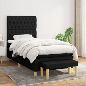 Box spring bed with black fabric mattress 90x190 cm by vidaXL, Beds and slatted bases - Ref: Foro24-3137359, Price: 322,15 €,...